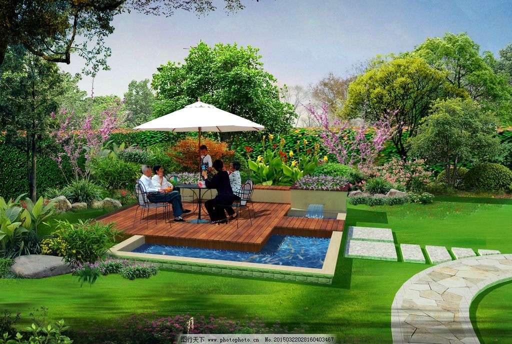 別墅花園 親水平臺 景觀設(shè)計(jì)圖片